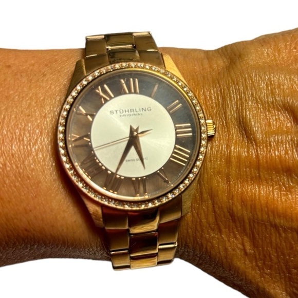 Stuhrling Winchester Swiss Quartz Ladies Watch Rose Gold Diamond Bezel - Picture 8 of 10